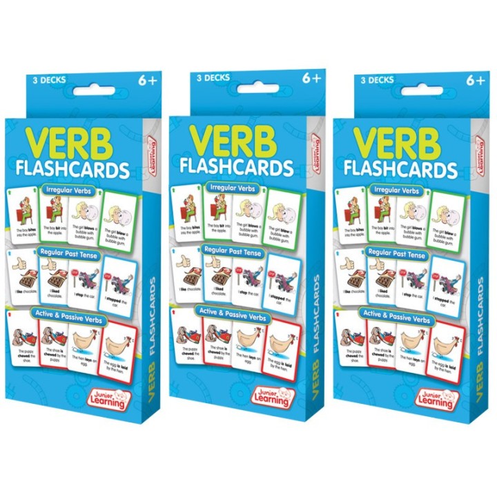 Junior Learning® Verb Flashcards, 3 Sets Per Pack, 3 Packs