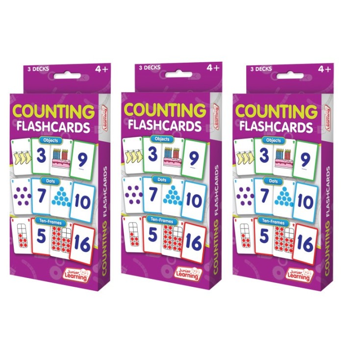 Junior Learning® Counting Flashcards, 3 Sets Per Pack, 3 Packs