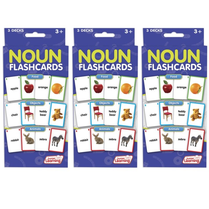 Junior Learning® Nouns Flashcards, 3 Decks Per Pack, 3 Packs