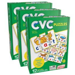 Junior Learning® CVC Puzzles, 12 Per Set, 3 Sets