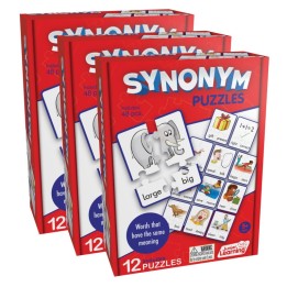 Junior Learning® Synonym Puzzles, 12 Per Set, 3 Sets