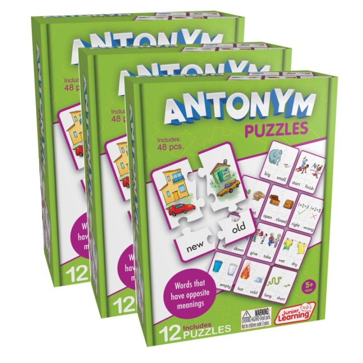 Junior Learning® Antonym Puzzles, 12 Per Set, 3 Sets