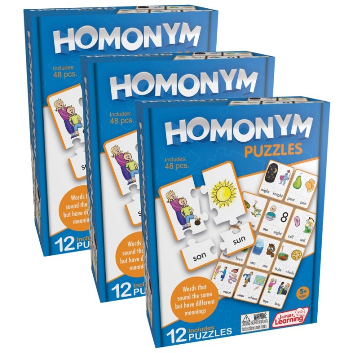 Junior Learning® Homonym Puzzles, Pack of 3