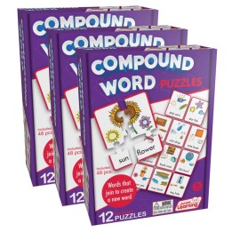 Junior Learning® Compound Puzzles, 12 Per Set, 3 Sets