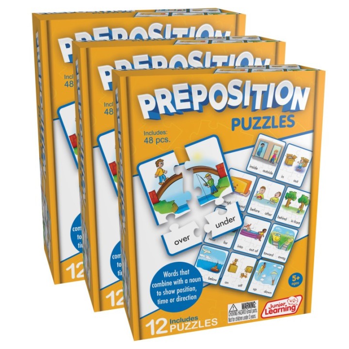 Junior Learning® Preposition Puzzles, 12 Per Set, 3 Sets