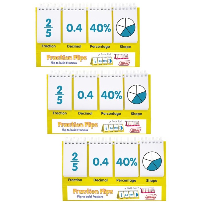 Junior Learning® Fractions Flips, Pack of 3