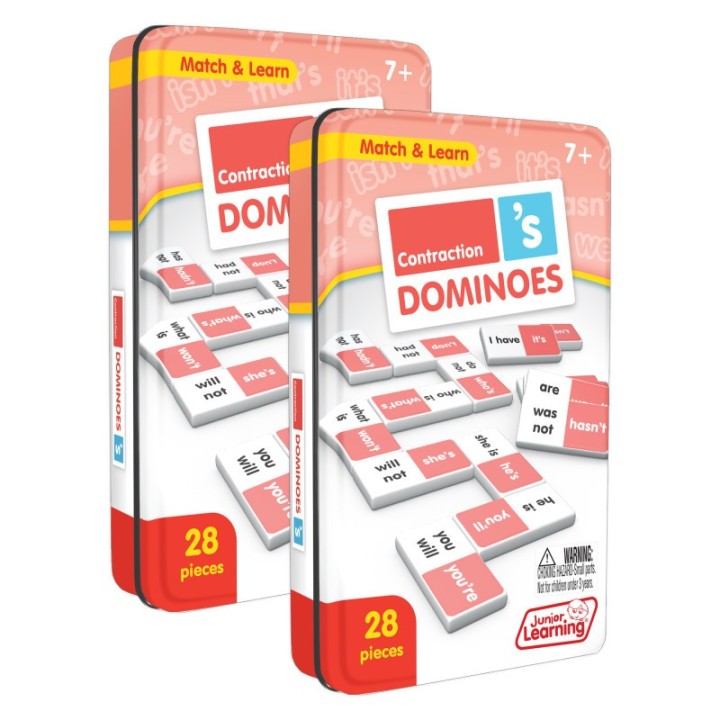 Junior Learning® Contraction Match & Learn Dominoes, Pack of 2