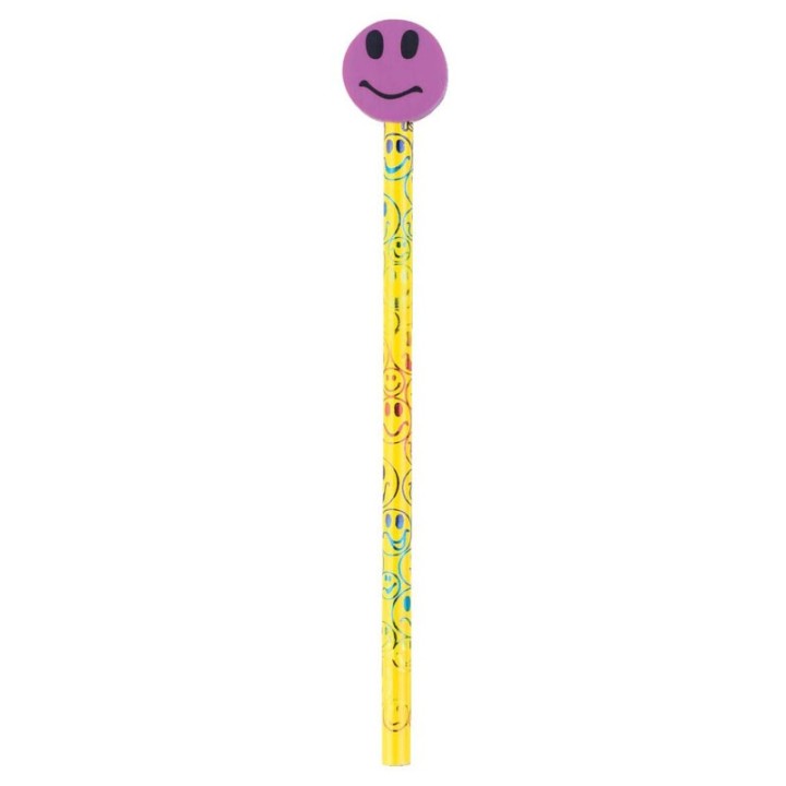 Moon Products Pencil & Eraser Topper Write-Ons, Smiley Face, Pack of 36