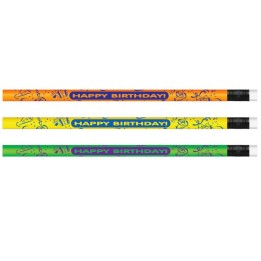 Moon Products Pencils Neon Happy Birthday, 12 Per Pack, 12 Packs