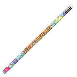 Moon Products Happy Birthday Glitz Pencils, 12 Per Pack, 12 Packs