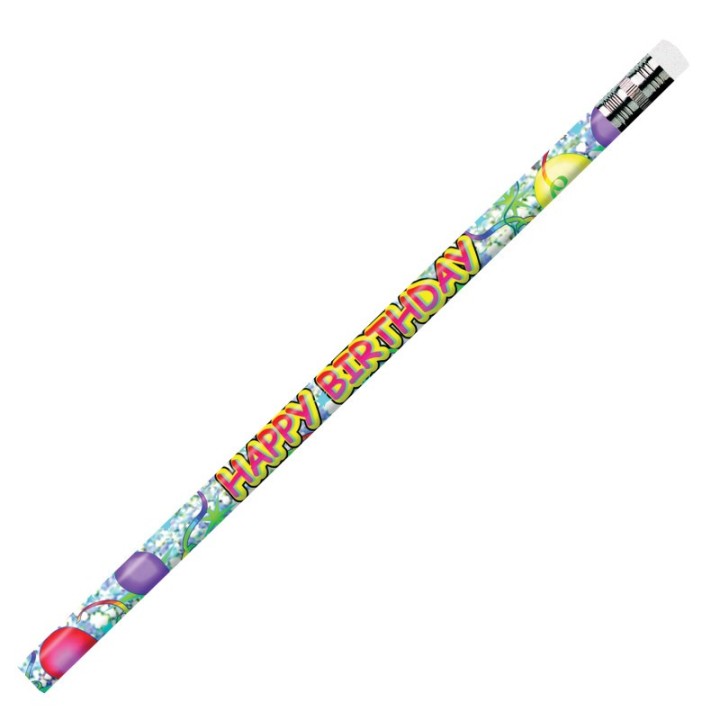 Moon Products Happy Birthday Glitz Pencils, 12 Per Pack, 12 Packs