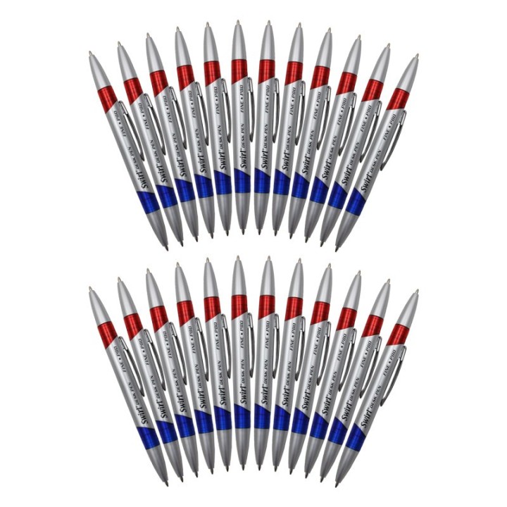Moon Products Swirl Ink Pens, Red/Blue Combo, 12 Per Pack, 2 Packs