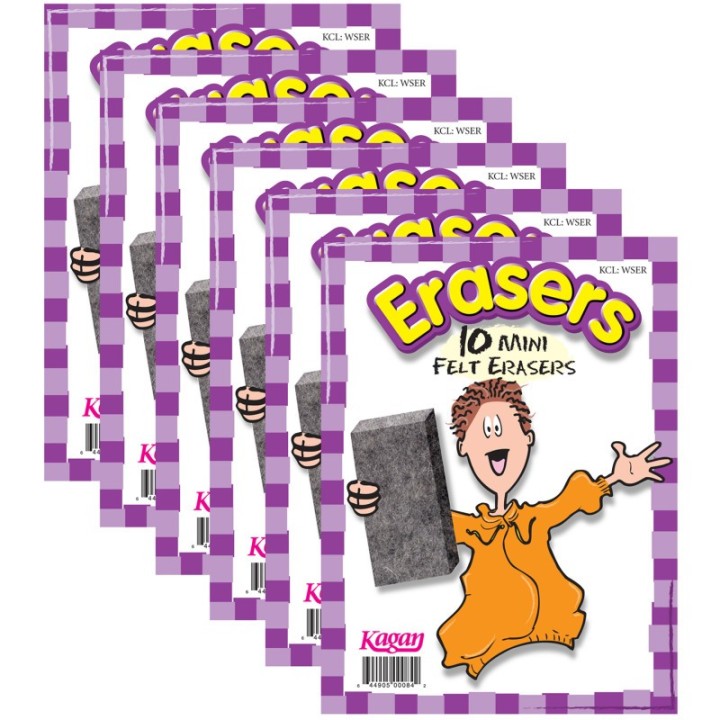 Kagan Publishing Erasers, Mini, 10 Per Pack, 6 Packs