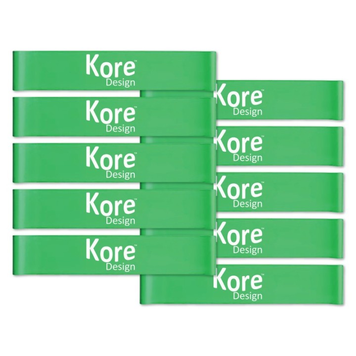 Kore Design Fidget Kick Bands, Silicone, 12" to 24", Green, Pack of 10