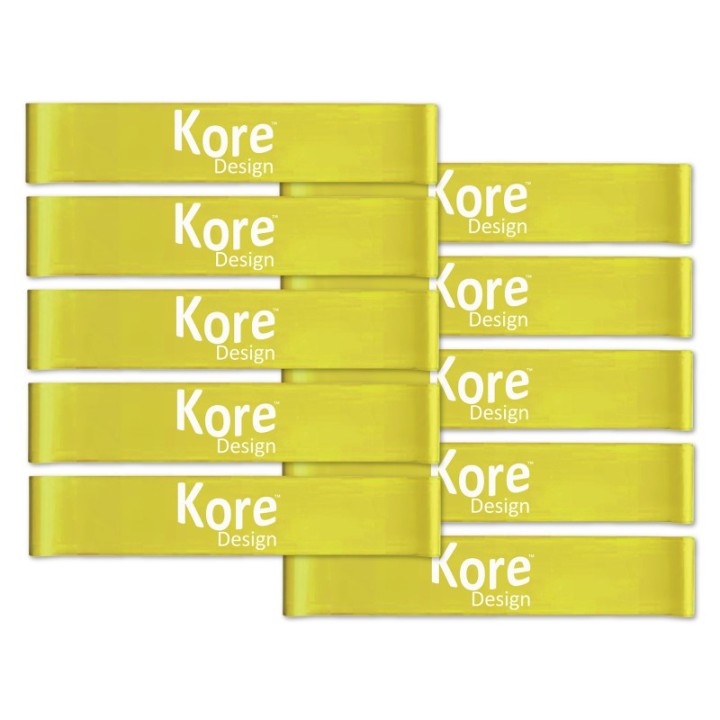 Kore Design Fidget Kick Bands, Silicone, 12" to 24", Yellow, Pack of 10
