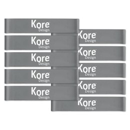 Kore Design Fidget Kick Bands, Silicone, 12" to 24", Grey, Pack of 10