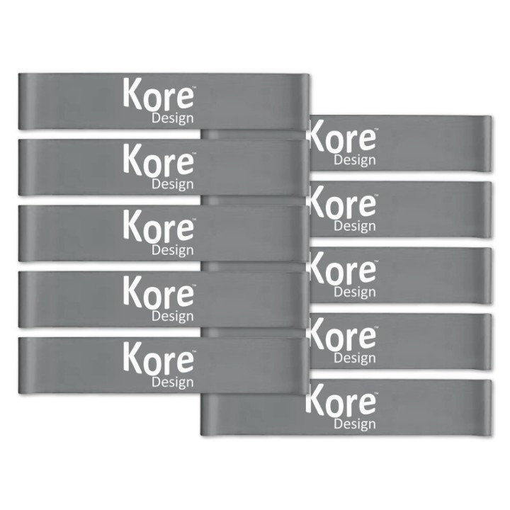 Kore Design Fidget Kick Bands, Silicone, 12" to 24", Grey, Pack of 10