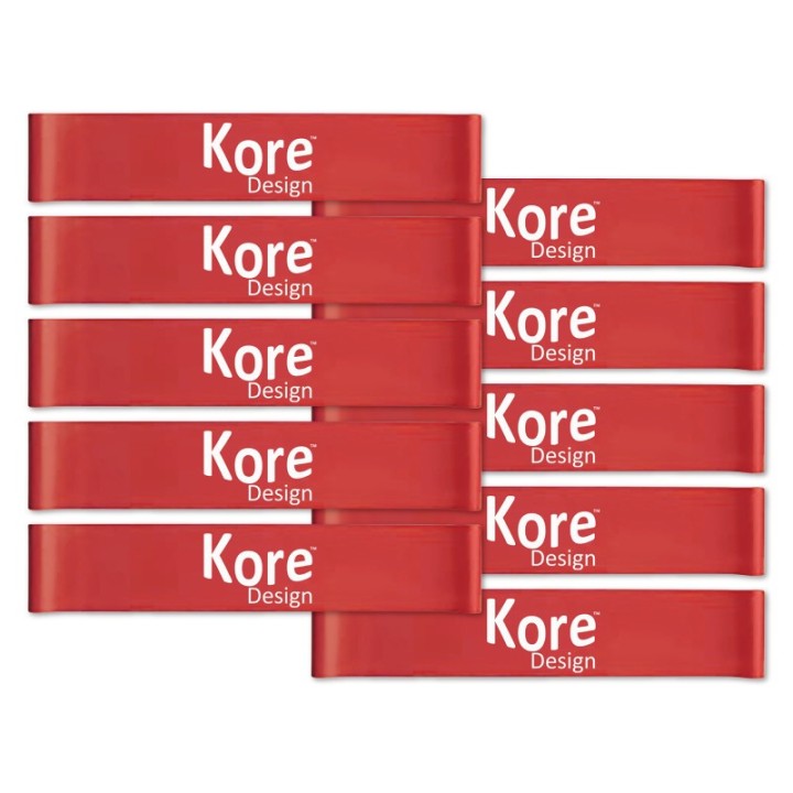 Kore Design Fidget Kick Bands, Latex, 10" to 16", Red, Pack of 10