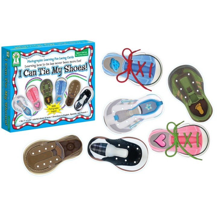 Carson Dellosa Education I Can Tie My Shoes Lacing Cards, Grade PK-1