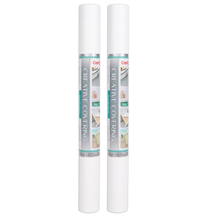 Con-Tact® Brand Creative Covering™ Adhesive Covering, White, 18" x 16 ft, Pack of 2