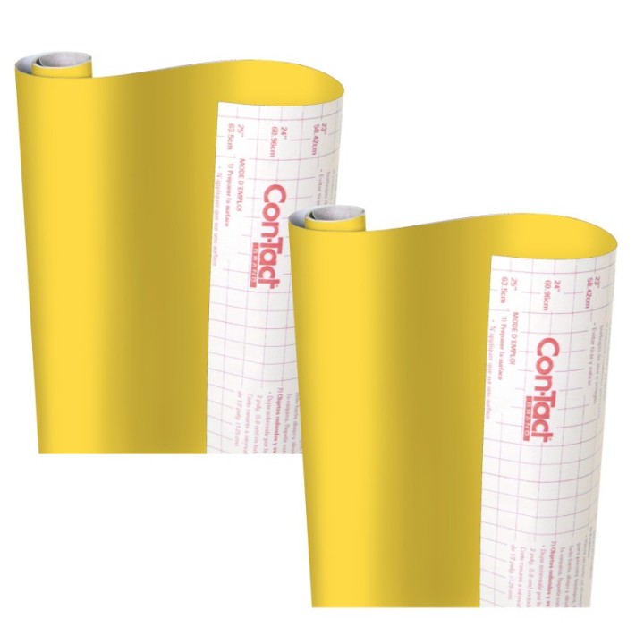 Con-Tact® Brand Creative Covering™ Adhesive Covering, Yellow, 18" x 16 ft, Pack of 2