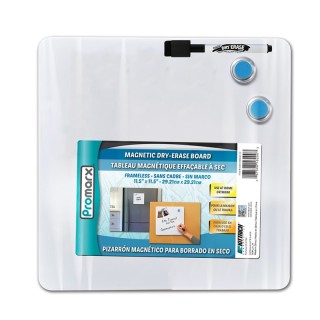 Promarx® Magnetic Dry-Erase Board with Dry-Erase Marker & Two Magnets, 11.5" x 11.5"