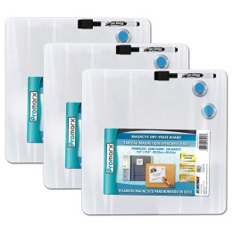 Promarx® Magnetic Dry-Erase Board with Dry-Erase Marker & Two Magnets, 11.5" x 11.5", 3 Sets