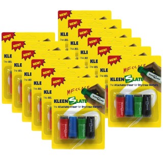 KleenSlate® Attachable Erasers for Dry-Erase Markers, 4 Per Pack, 12 Packs