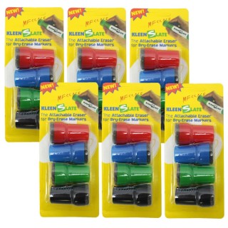 KleenSlate® Large Barrel Attachable Eraser Caps for Dry Erase Markers, 4 Per Pack, 6 Packs