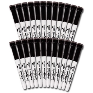 KleenSlate® Dry Erase Student Markers with Erasers, Fine Point, Black, Pack of 24