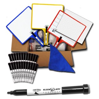 KleenSlate® Customizable Handheld Whiteboards with Clear Dry Erase Sleeves & Markers, Class Set of 12
