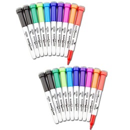 KleenSlate® Dry Erase Student Markers with Erasers, Fine Point, Assorted Colors, 10 Per Pack, 2 Packs