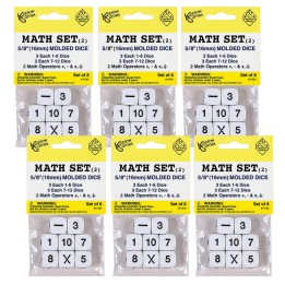 Koplow Games Whole Number Dice Set, 8 Per Pack, 6 Packs