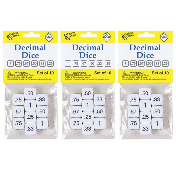 Koplow Games Decimal Dice Set, 10 Per Pack, 3 Packs
