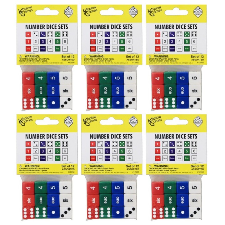 Koplow Games Number Dice Set, 12 Per Pack, 6 Packs