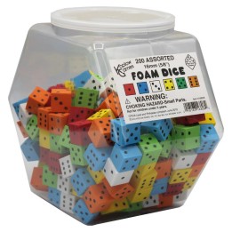 Koplow Games Foam Dice, 16mm, Assorted, Tub of 200