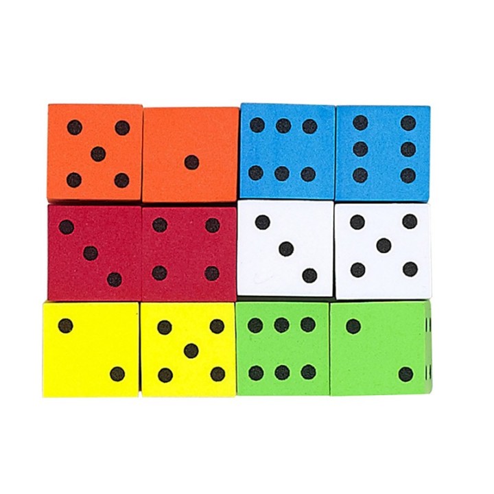Koplow Games Assorted Color Spot 16mm Foam Dice, Pack of 12