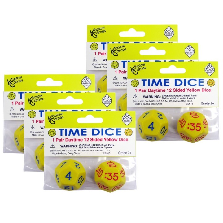 Koplow Games Time Dice, Pair of Yellow (AM), 6 Sets