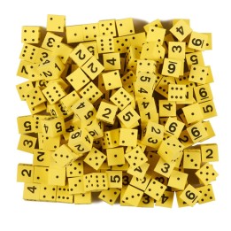 Koplow Games Foam Spot & Number Dice, Yellow, 16mm, Bag of 200