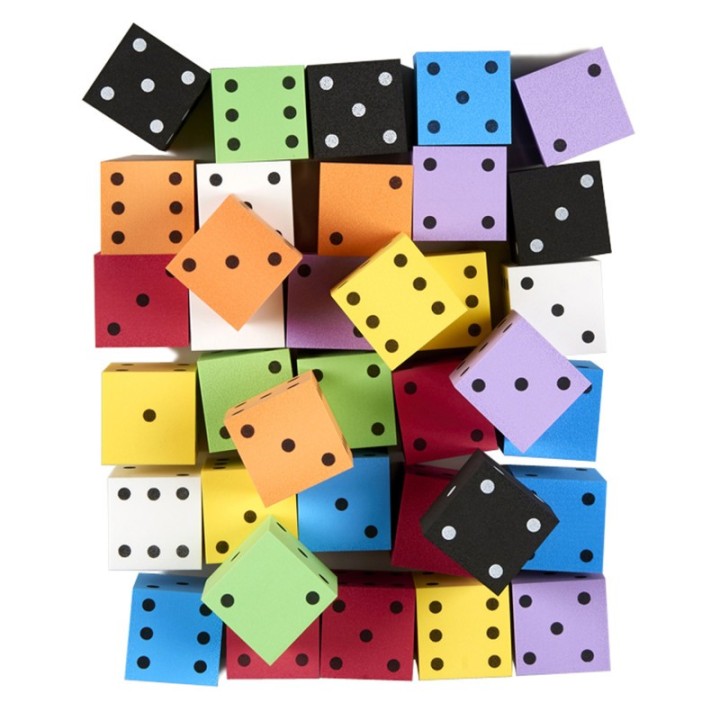 Koplow Games Foam Spot Dice, 2", Assorted Colors, Bag of 36