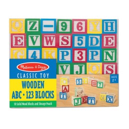 Melissa & Doug Wooden ABC/123 Block Set, 50 Pieces