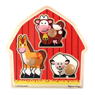 Melissa & Doug Barnyard Animals Jumbo Knob Puzzle - 3 Pieces