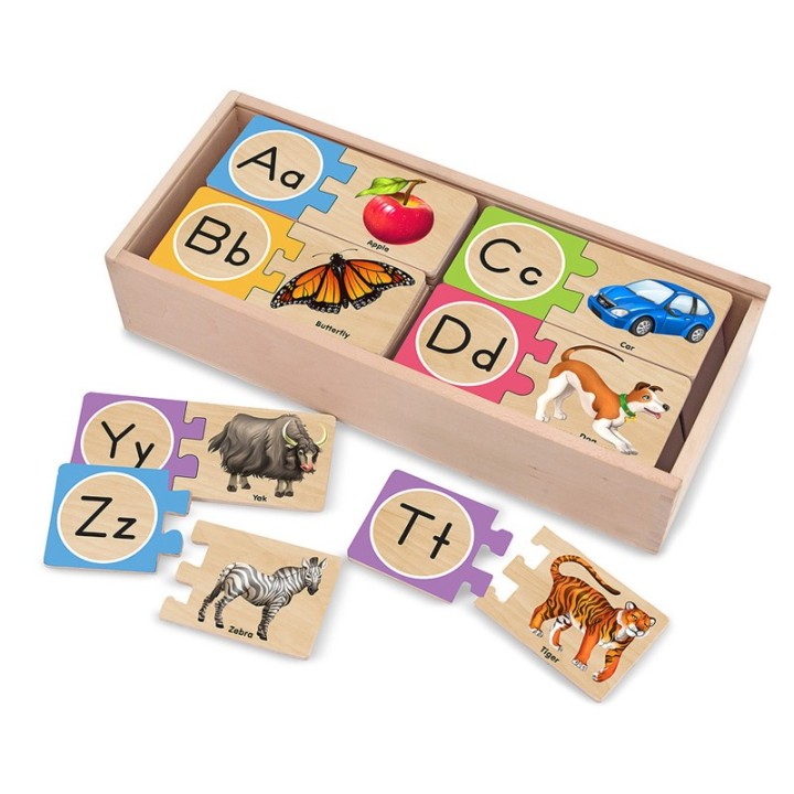 Melissa & Doug Self-Correcting Wooden Alphabet Letter Puzzles