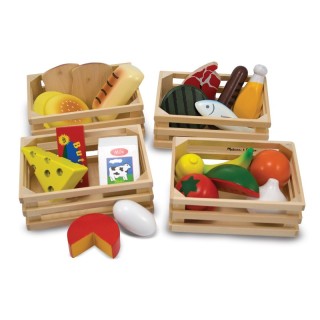 Melissa & Doug Food Groups - Wooden Play Food in Crates