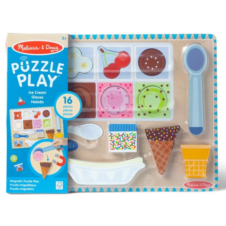 Melissa & Doug Wooden Magnetic Ice Cream Puzzle & Play Set