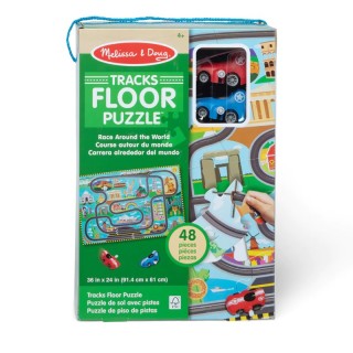 Melissa & Doug Race Track Floor Puzzle & Play Set