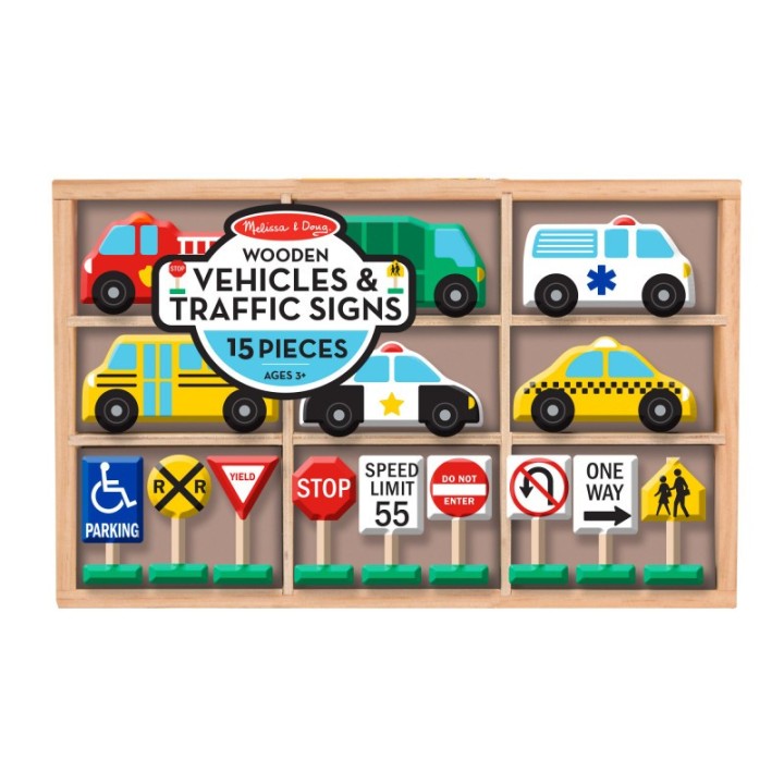 Melissa & Doug Wooden Vehicles and Traffic Signs