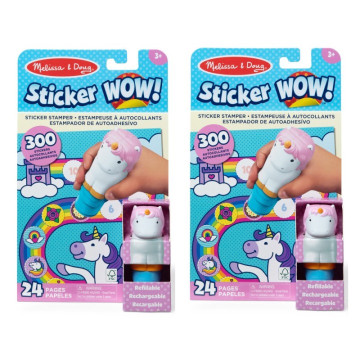 Melissa & Doug Sticker WOW! Sticker Stamper & Activity Pad - Unicorn, 2 Sets