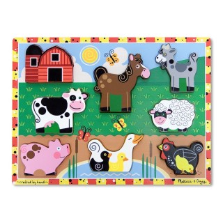 Melissa & Doug Farm Animals Chunky Puzzle, 9" x 12", 8 Pieces
