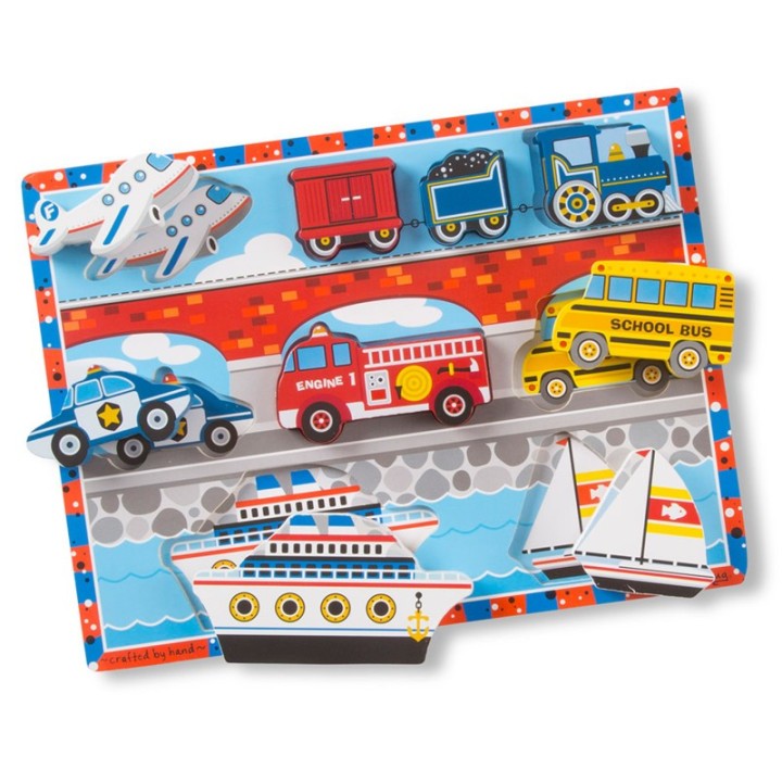Melissa & Doug Vehicles Chunky Puzzle, 9" x 12", 9 Pieces